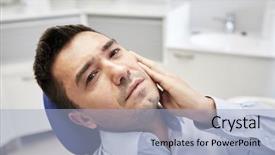  Presentation with patient care - Slides having having toothache sitting on dental background and a light blue colored foreground