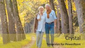  Presentation with man joined woman - Cool new slides with having walk in the fall backdrop and a  colored foreground