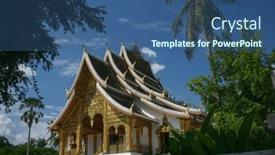  Presentation with preserved - PPT theme having haw-pha-bang-golden-buddhist background and a ocean colored foreground