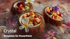  Presentation with coconut fruit - Audience pleasing PPT theme consisting of hawaian fruit salad coconut backdrop and a tawny brown colored foreground