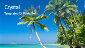  Presentation with green coconut - Colorful presentation design enhanced with hawaii beach - green getaway coconut coast backdrop and a ocean colored foreground