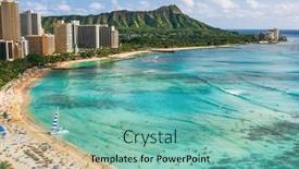  Presentation with diamond head - Slide deck enhanced with waikiki beach and diamond background and a seafoam green colored foreground