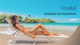  Presentation with happy holidays - Presentation theme enhanced with hawaii-beach-relax-happy-beautiful background and a teal colored foreground