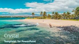  Presentation with hero - Audience pleasing slide deck consisting of hawaii-beach-travel-landscape-summer backdrop and a ocean colored foreground