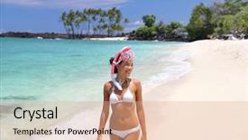  Presentation with rainbow beac h hawaii - Audience pleasing theme consisting of hawaii beach vacation fun snorkel backdrop and a coral colored foreground