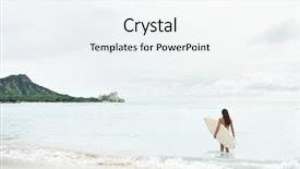  Presentation with waikiki beach - Presentation theme consisting of hawaiian beach water sports background and a sky blue colored foreground