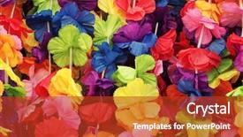  Presentation with hawaii flowers - Audience pleasing theme consisting of hawaii flowers background backdrop and a crimson colored foreground