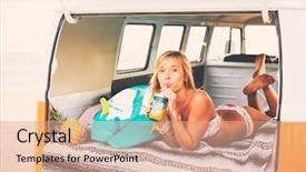  Presentation with girl running on the beach clouds - PPT layouts enhanced with hawaii free - beach lifestyle beautiful surfer girl background and a coral colored foreground