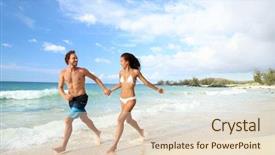  Presentation with walking together - Slide deck enhanced with hawaii free - beach summer vacation couple running background and a lemonade colored foreground