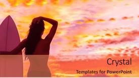  Presentation with rainbow beac h hawaii - Cool new PPT theme with hawaii surf summer vacation lifestyle backdrop and a coral colored foreground