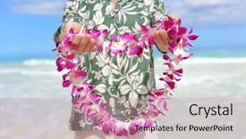  Presentation with hawaii flowers - PPT theme featuring hawaii tradition - giving a hawaiian background and a coral colored foreground
