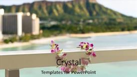  Presentation with diamond head - Theme consisting of hawaii travel icon lei flower background and a coral colored foreground