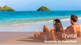  Presentation with tourists - Beautiful slides featuring hawaii us american tourists people backdrop and a tawny brown colored foreground