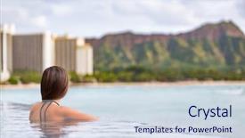  Presentation with waikiki - PPT layouts with hawaii vacation honolulu travel tourist background and a sky blue colored foreground