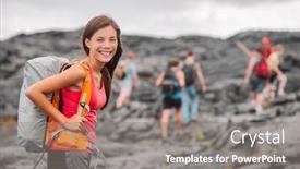  Presentation with walking trail - Cool new theme with hawaii-volcano-hike-adventure-happy backdrop and a gray colored foreground