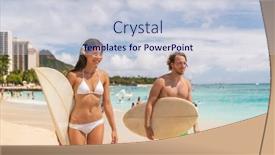  Presentation with waikiki beach - Audience pleasing presentation design consisting of hawaii-waikiki-beach-couple-tourists backdrop and a lemonade colored foreground