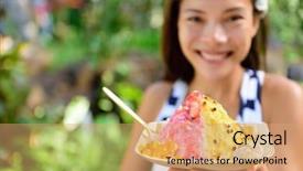  Presentation with free traditional - PPT theme with hawaii woman eating hawaiian shave background and a coral colored foreground