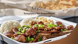  Presentation with hawaiian - Colorful PPT theme enhanced with hawaiian-bbq-in-take-out backdrop and a coral colored foreground