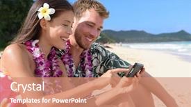  Presentation with sharing love - Slide deck with hawaiian clothing flower lei background and a coral colored foreground