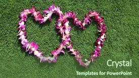  Presentation with hawaiian luau - Slide deck with hawaiian lei two hawaiian lei' background and a tawny brown colored foreground