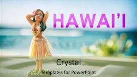  Presentation with hawaii - PPT theme featuring hawaiian luau - hawaii hula dancer girl doll background and a mint green colored foreground