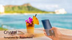  Presentation with diamond head - Amazing slide deck having hawaiian luau - phone app man taking mobile backdrop and a coral colored foreground