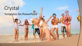  Presentation with hawaiian luau - PPT layouts enhanced with hawaiian luau - vacationers have fun doing background and a light blue colored foreground