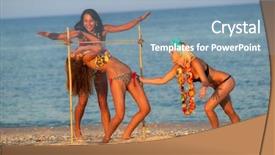  Presentation with hawaiian luau - Audience pleasing theme consisting of hawaiian luau - vacationers have fun doing backdrop and a light blue colored foreground