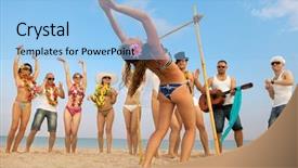  Presentation with hawaiian luau - Theme featuring hawaiian luau - vacationers have fun doing background and a light blue colored foreground