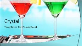  Presentation with glasses - Cool new PPT theme with coffee shop bar counter cafe backdrop and a gray colored foreground