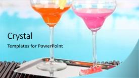  Presentation with billards pool table ready - PPT layouts featuring hawaiian party - glasses of cocktails on table background and a arctic colored foreground