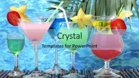  Presentation with sea - Audience pleasing presentation theme consisting of hawaiian party - glasses of cocktails on table backdrop and a light blue colored foreground
