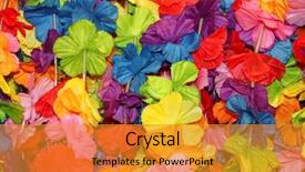  Presentation with hawaii flowers - Audience pleasing PPT layouts consisting of hawaiian party - hawaii flowers backdrop and a gold colored foreground