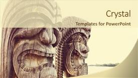  Presentation with tiki - Amazing presentation design having hawaiian tiki on big island backdrop and a cream colored foreground