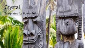  Presentation with tiki - Audience pleasing PPT layouts consisting of hawaiian tiki on big island backdrop and a light gray colored foreground