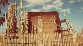  Presentation with tiki - PPT theme featuring hawaiian tiki background and a gold colored foreground