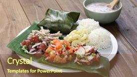  Presentation with hawaiian tuna poke bowl - Amazing PPT layouts having hawaiian traditional plate lunch ahi backdrop and a tawny brown colored foreground