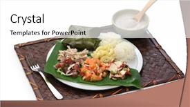 Presentation with hawaiian luau pictures - PPT theme consisting of hawaiian traditional plate lunch isolated background and a white colored foreground
