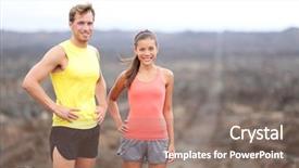  Presentation with hawaii - Presentation design enhanced with hawaiin volcano - portrait of runner couple resting background and a coral colored foreground