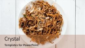  Presentation with asian - Beautiful slides featuring hawker food - asian dish stir fried char backdrop and a red colored foreground