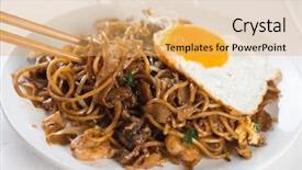  Presentation with chopstick - Presentation design consisting of hawker food - close-up stir fried char kuey background and a yellow colored foreground