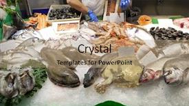  Presentation with fishes - Beautiful presentation featuring hawker food - fresh fishes in a market backdrop and a coral colored foreground