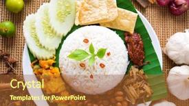  Presentation with lemak - Colorful theme enhanced with hawker food - nasi lemak traditional malaysian spicy backdrop and a red colored foreground