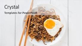  Presentation with chopstick - Colorful presentation design enhanced with hawker food - stir fried char kuey teow backdrop and a white colored foreground