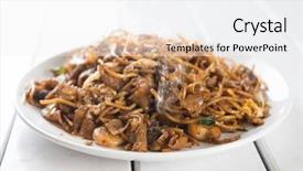  Presentation with wooden - Audience pleasing PPT layouts consisting of hawker food - stir fried char kuey teow backdrop and a white colored foreground