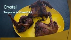  Presentation with fried chicken - Amazing PPT theme having hawker food - traditional malay style fried chicken backdrop and a ocean colored foreground
