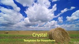  Presentation with hay field - Colorful presentation design enhanced with hay bail harvesting backdrop and a tawny brown colored foreground