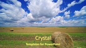  Presentation with hay field - Amazing slide deck having hay bail harvesting backdrop and a tawny brown colored foreground