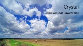  Presentation with hay field - Cool new PPT layouts with hay bail harvesting backdrop and a light blue colored foreground