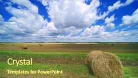  Presentation with hay field - Slide deck enhanced with hay bail harvesting background and a tawny brown colored foreground